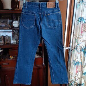Vintage Mens Lee Bootcut Jeans 26x28 Fit 1980's Straight Raw Perfect Fade Denim